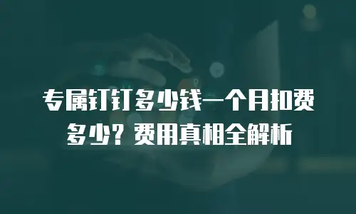 专属钉钉多少钱一个月扣费多少？费用真相全解析