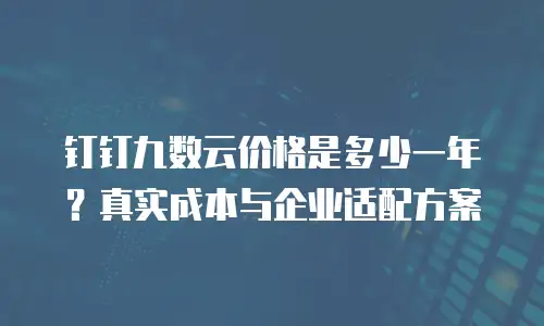 钉钉九数云价格是多少一年？真实成本与企业适配方案