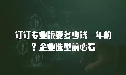 钉钉专业版要多少钱一年的？企业选型前必看