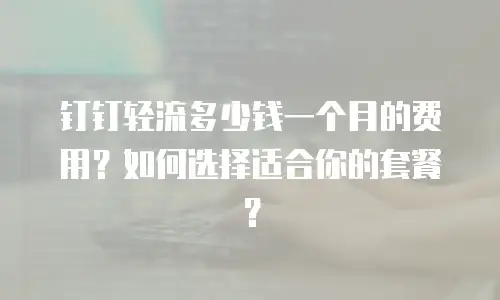 钉钉轻流多少钱一个月的费用？如何选择适合你的套餐？