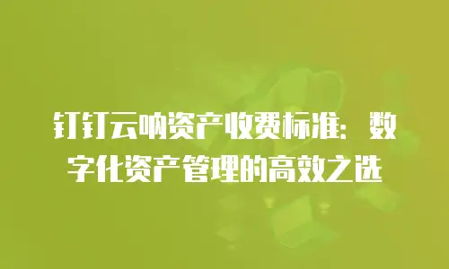 钉钉云呐资产收费标准：数字化资产管理的高效之选