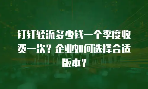 钉钉轻流多少钱一个季度收费一次？企业如何选择合适版本？