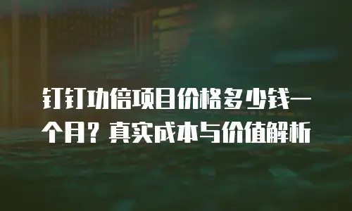 钉钉功倍项目价格多少钱一个月？真实成本与价值解析
