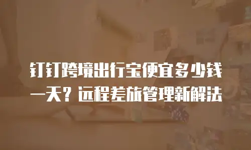 钉钉跨境出行宝便宜多少钱一天？远程差旅管理新解法