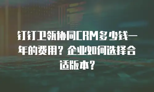 钉钉卫瓴协同CRM多少钱一年的费用？企业如何选择合适版本？