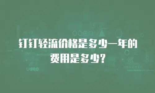 钉钉轻流价格是多少一年的费用是多少？