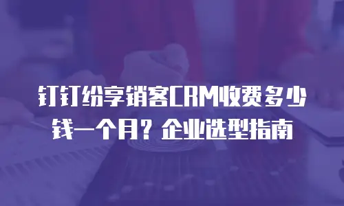 钉钉纷享销客CRM收费多少钱一个月？企业选型指南