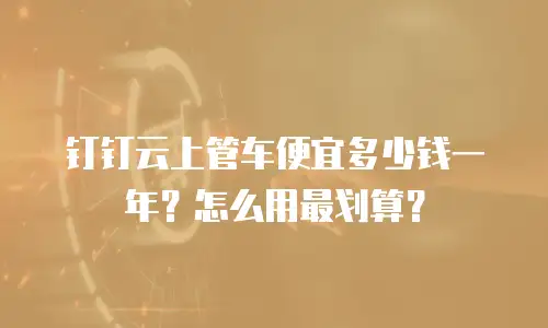 钉钉云上管车便宜多少钱一年？怎么用最划算？