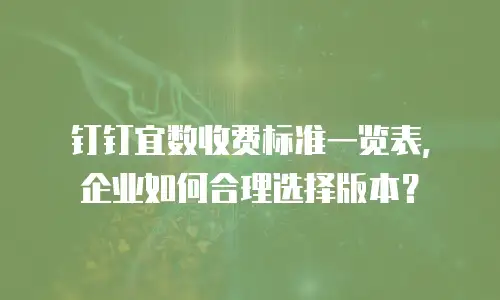 钉钉宜数收费标准一览表，企业如何合理选择版本？