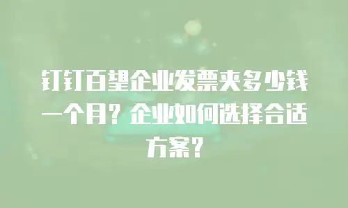 钉钉百望企业发票夹多少钱一个月？企业如何选择合适方案？