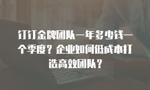 钉钉金牌团队一年多少钱一个季度？企业如何低成本打造高效团队？