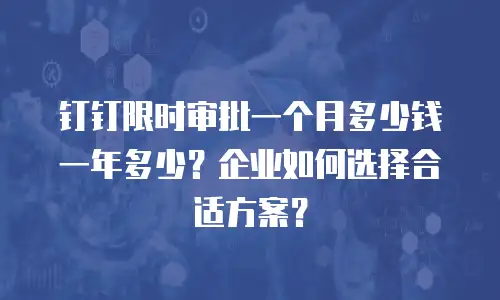 钉钉限时审批一个月多少钱一年多少？企业如何选择合适方案？