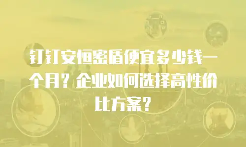 钉钉安恒密盾便宜多少钱一个月？企业如何选择高性价比方案？