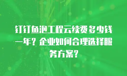 钉钉鱼泡工程云续费多少钱一年？企业如何合理选择服务方案？