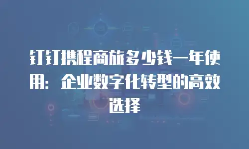 钉钉携程商旅多少钱一年使用：企业数字化转型的高效选择
