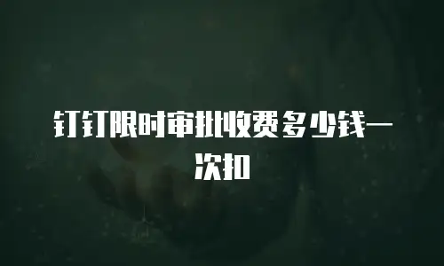 钉钉限时审批收费多少钱一次扣