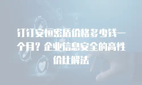 钉钉安恒密盾价格多少钱一个月？企业信息安全的高性价比解法