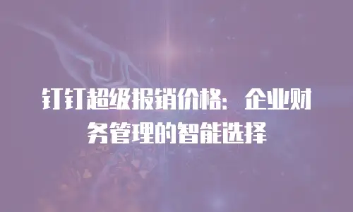 钉钉超级报销价格：企业财务管理的智能选择