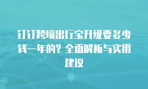 钉钉跨境出行宝升级要多少钱一年的？全面解析与实用建议