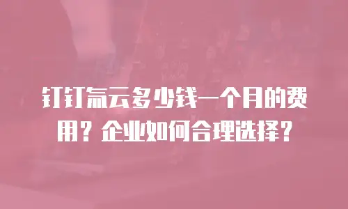 钉钉氚云多少钱一个月的费用？企业如何合理选择？
