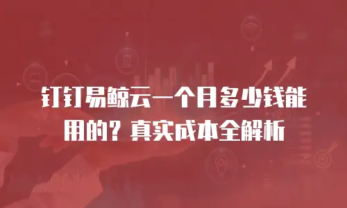 钉钉易鲸云一个月多少钱能用的？真实成本全解析