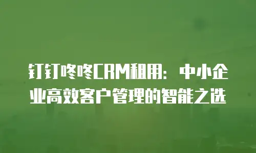 钉钉咚咚CRM租用：中小企业高效客户管理的智能之选