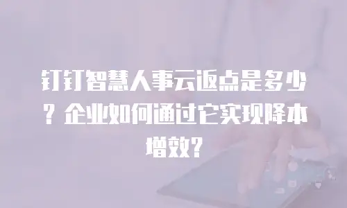 钉钉智慧人事云返点是多少？企业如何通过它实现降本增效？