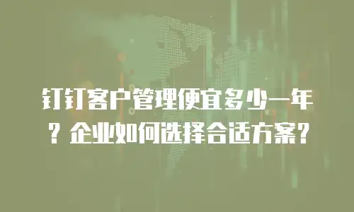 钉钉客户管理便宜多少一年？企业如何选择合适方案？