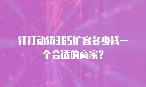 钉钉动销365扩容多少钱一个合适的商家？