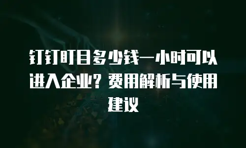 钉钉盯目多少钱一小时可以进入企业？费用解析与使用建议