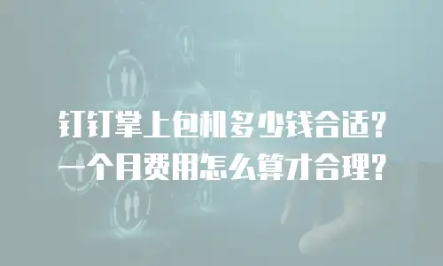钉钉掌上包机多少钱合适？一个月费用怎么算才合理？