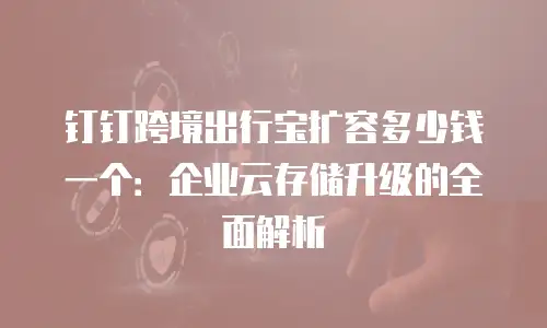 钉钉跨境出行宝扩容多少钱一个：企业云存储升级的全面解析