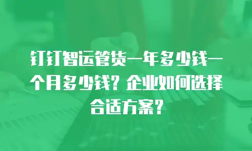 钉钉智运管货一年多少钱一个月多少钱？企业如何选择合适方案？