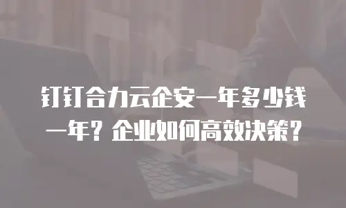 钉钉合力云企安一年多少钱一年？企业如何高效决策？