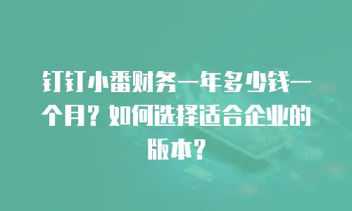 钉钉小番财务一年多少钱一个月？如何选择适合企业的版本？