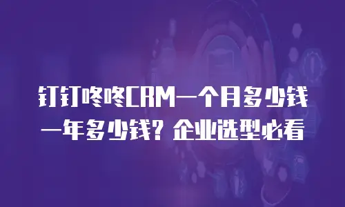 钉钉咚咚CRM一个月多少钱一年多少钱？企业选型必看