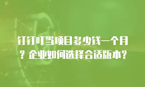 钉钉叮当项目多少钱一个月？企业如何选择合适版本？
