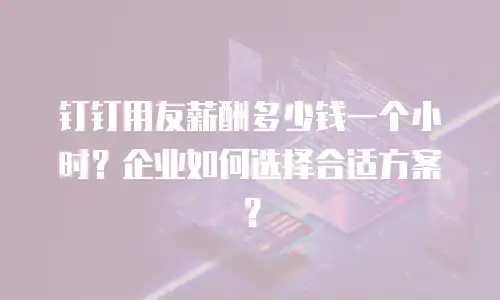 钉钉用友薪酬多少钱一个小时？企业如何选择合适方案？