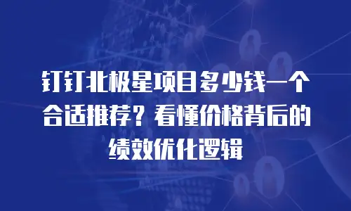 钉钉北极星项目多少钱一个合适推荐？看懂价格背后的绩效优化逻辑