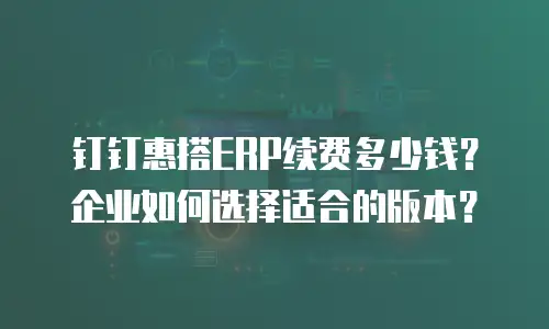 钉钉惠搭ERP续费多少钱？企业如何选择适合的版本？