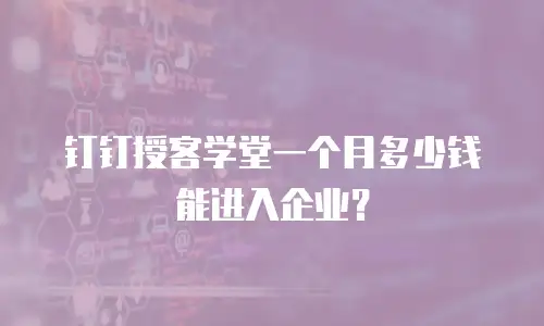 钉钉授客学堂一个月多少钱能进入企业？