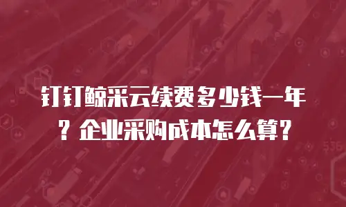 钉钉鲸采云续费多少钱一年？企业采购成本怎么算？