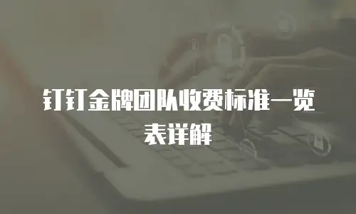 钉钉金牌团队收费标准一览表详解