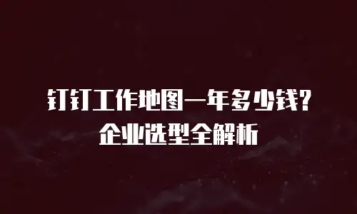 钉钉工作地图一年多少钱？企业选型全解析