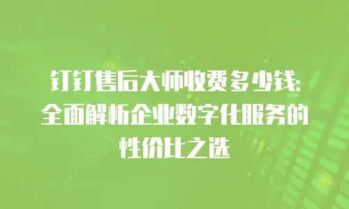 钉钉售后大师收费多少钱：全面解析企业数字化服务的性价比之选
