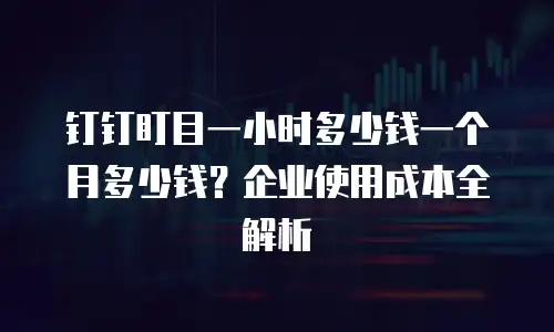 钉钉盯目一小时多少钱一个月多少钱？企业使用成本全解析