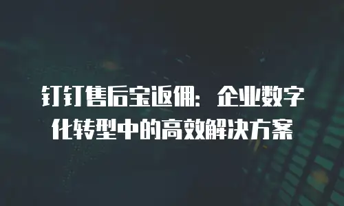 钉钉售后宝返佣：企业数字化转型中的高效解决方案