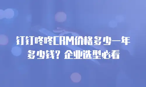 钉钉咚咚CRM价格多少一年多少钱？企业选型必看