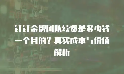 钉钉金牌团队续费是多少钱一个月的？真实成本与价值解析