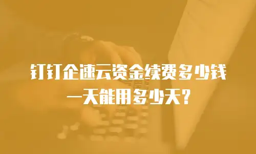 钉钉企速云资金续费多少钱一天能用多少天？